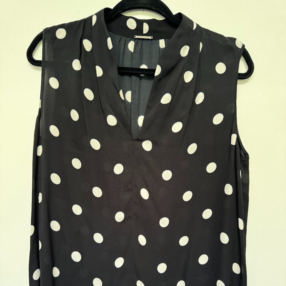 Elie Tahari Sleeveless Polka Dot High Neck Blouse Medium NWOT